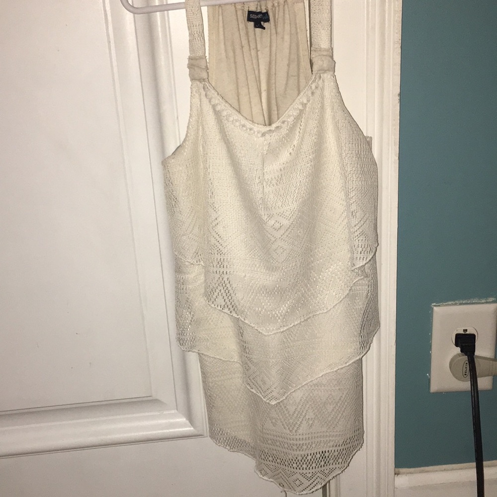 White and turquoise color shirts, spaghetti straps